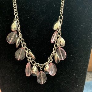 Pink and silver beaded necklace